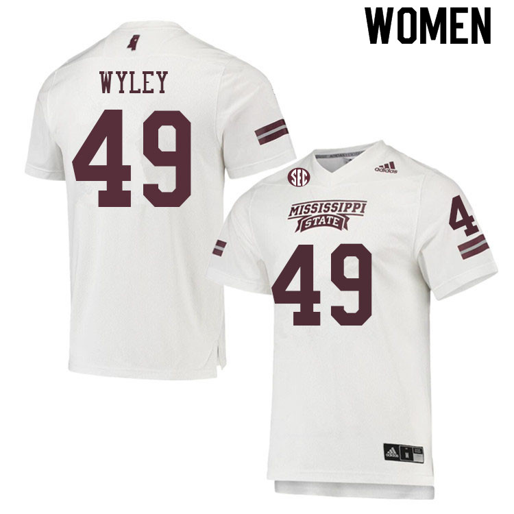 Women #49 Warren Wyley Mississippi State Bulldogs College Football Jerseys Sale-White - Click Image to Close